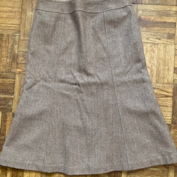 Vintage Inspired Talbots Tan Herringbone Wool A Line Button Down Skirt Size 6 - Picture 7 of 8